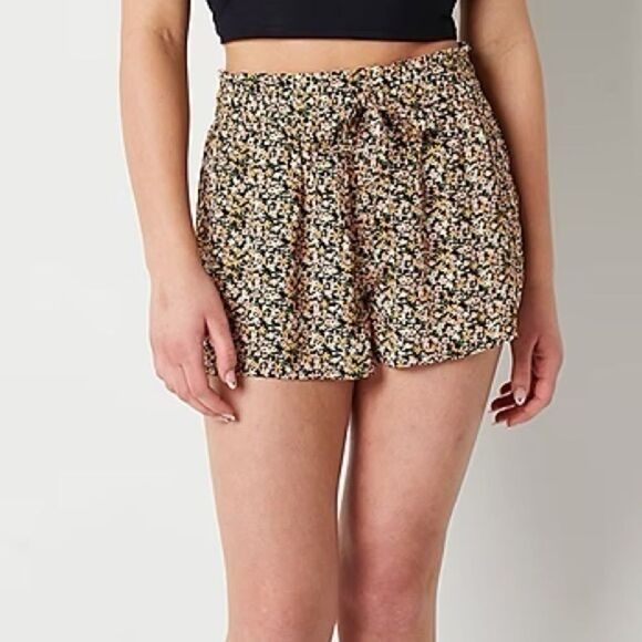 Arizona Jean Company Pants - Arizona Women's Mid Rise Pull-On Shorts – Juniors, Floral - X-small & XXL